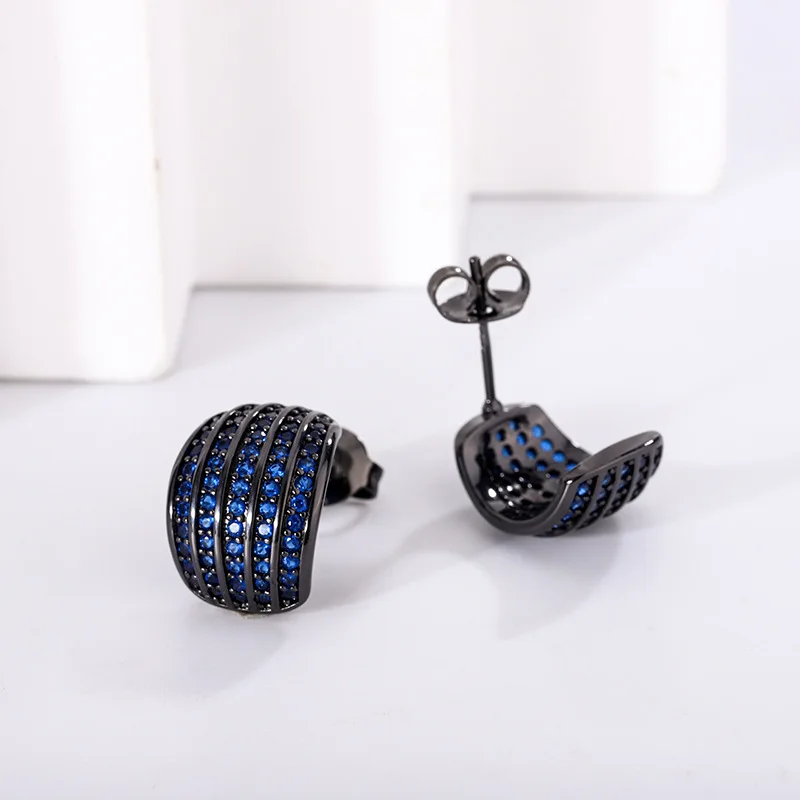New jewelry with copper base, gold-plated red corundum, black gold personalized earrings wholesale