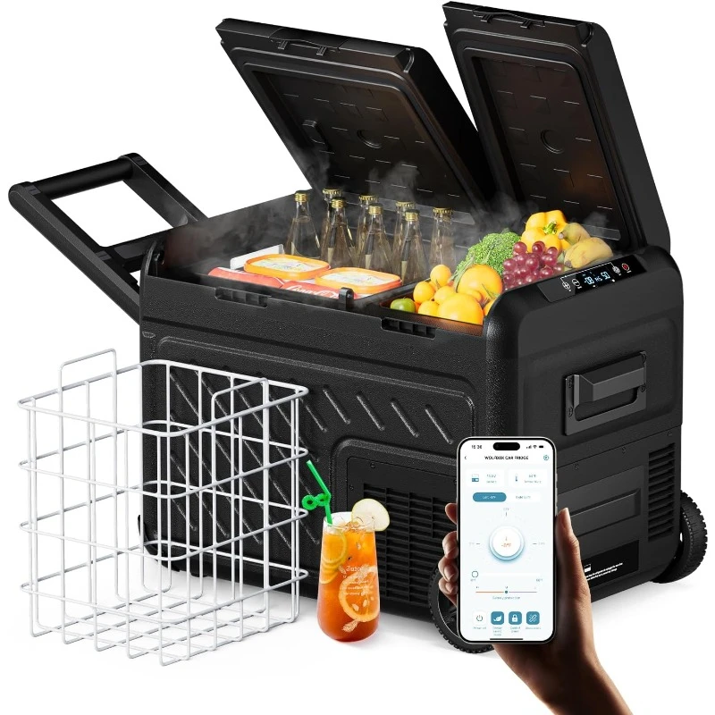 12V Car Refrigerator,40 Quart Dual Zone Car Fridge,Portable Freezer(-8℉~68℉) with 12/24V DC 100/240V AC, APP Control Electric