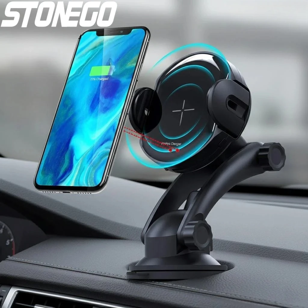 

Беспроводное автомобильное зарядное устройство 10 Вт с креплением, совместимое с Qi, для iPhone, Samsung, Android, надежное крепление на приборную панель или вентиляционную решетку, QC 2.0/3.0