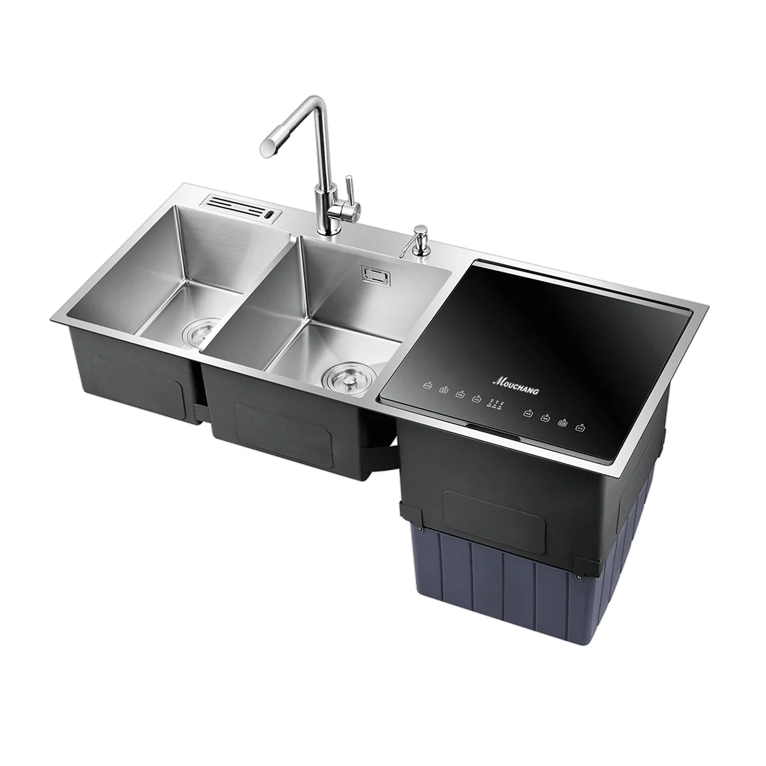 

Multifunctional Stainless Steel Automatic Square Double Bowls Wash Sink Desktop Dishwasher Machine