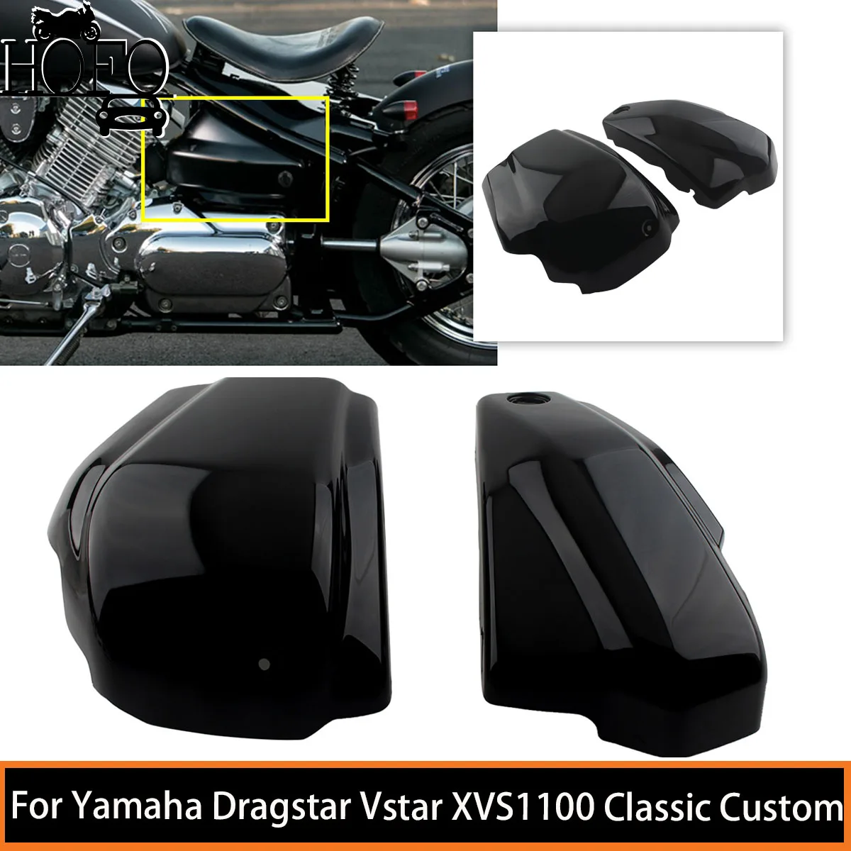 

2 Pcs Motorcycle Accessories Side Battery Covers Fairing Chrome/Black For Yamaha Dragstar Vstar XVS1100 Classic Custom 1999-2011