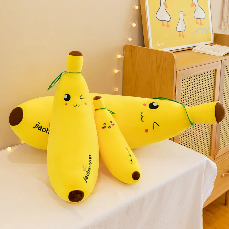Peluche Kawaii bambola di pezza carino banana cartone animato espressione cuscino divertente regalo di compleanno per bambini morbido peluche coccoloso per bambini