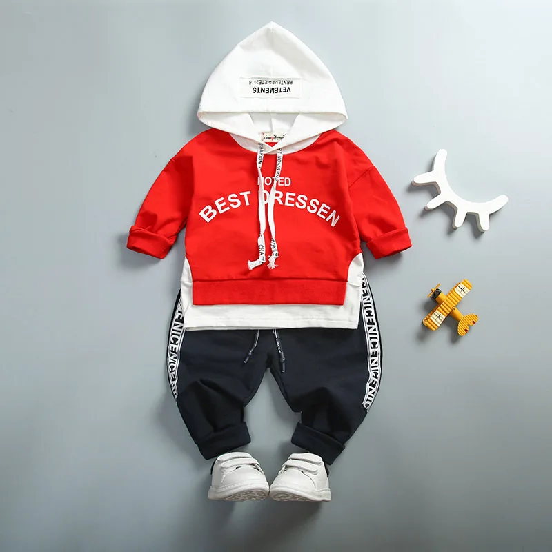 Baby Spring Autumn Hooded Suit Boys Two-piece Baby Clothes New Kids 1 2 3 4 Years Old Cotton Outfits Girl Long Sleeve Tracksuit