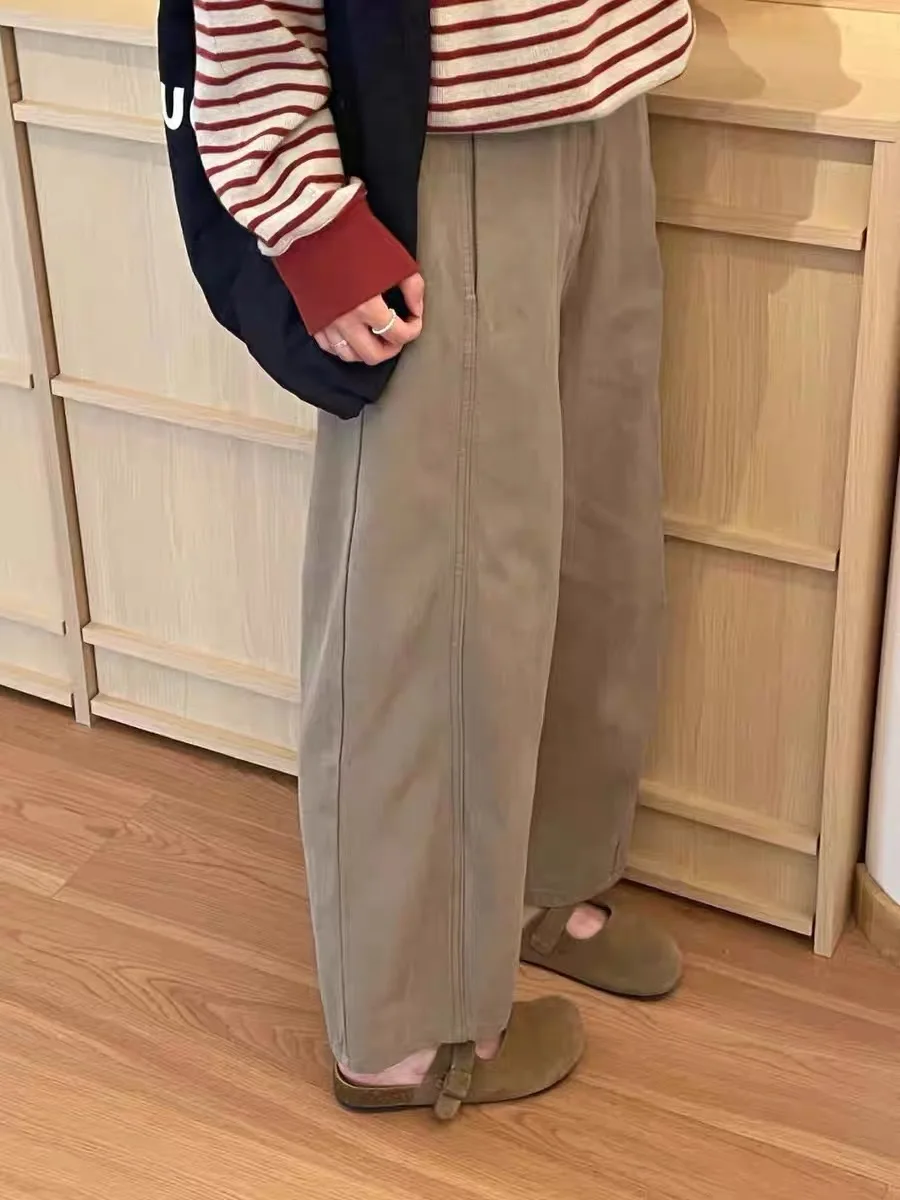 

Casual Wide Leg Straight Leg Pants Women's plus Size Autumn Loose Slimming Workwear Nine Points High Waist Trousers
