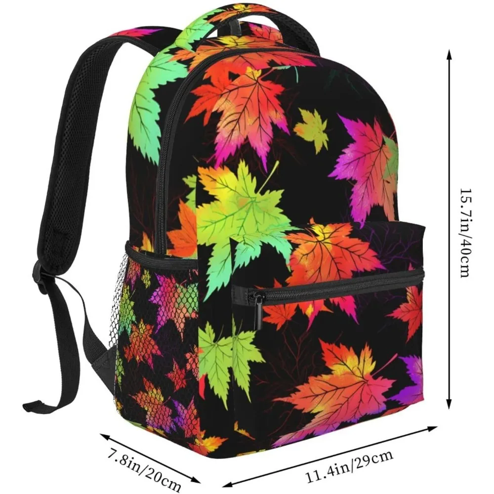 Bolsa para laptop de volta às aulas, colorida, padrão de folha de bordo, leve, mochila para laptop, leve, multiuso, viagem, mochila casual