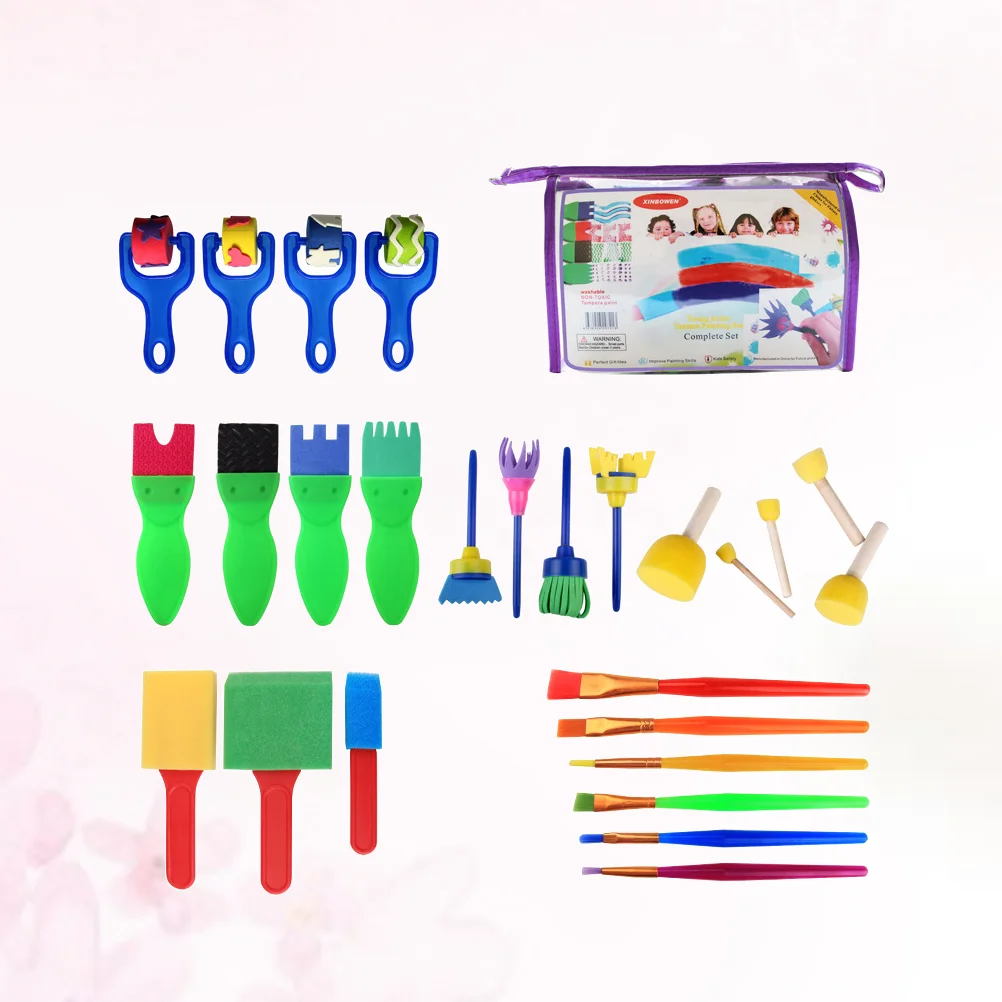 26PCS Children's Seal Sponge Brush Set Kids Brush EVA Sponge Seal Painting Tools children seal sponge brush set