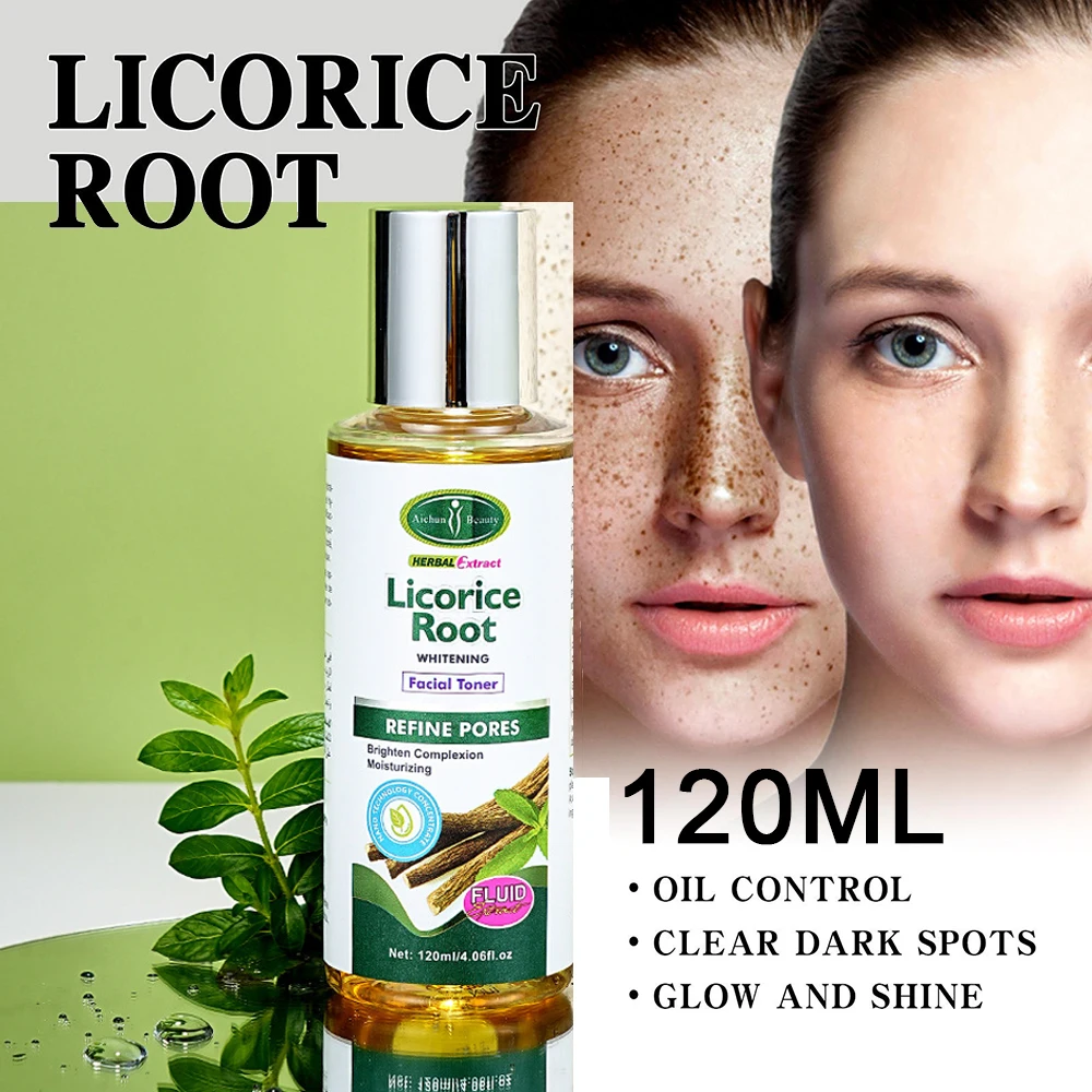 Licorice Root Extract Facial Toner Whitening Dark Spot Remover Acne Skin Corrector Care Essence Scar Facial Improve Bright Skin