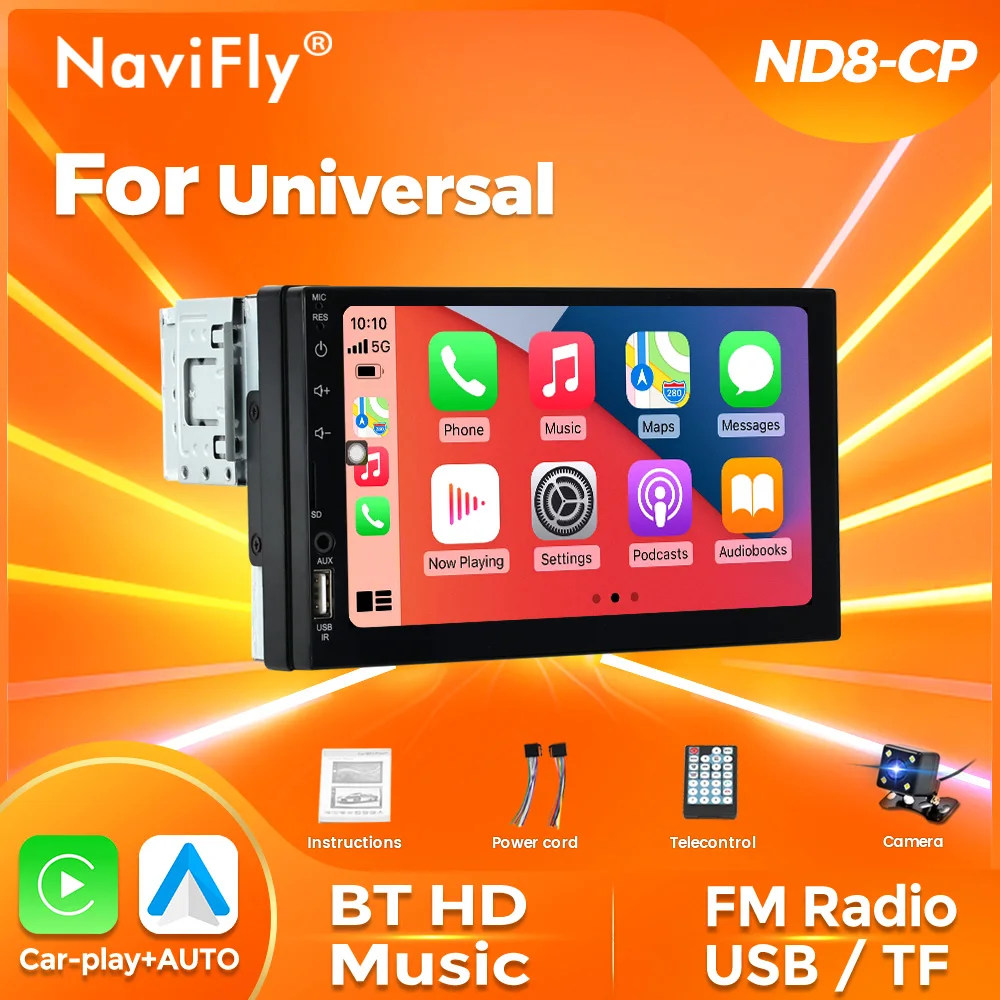 

NaviFly ND8-CP 1 Din Car MP5 Autoradio Carplay Android Auto Multimedia Video Player 7inch Touch Screen Audio Universal FM Radio