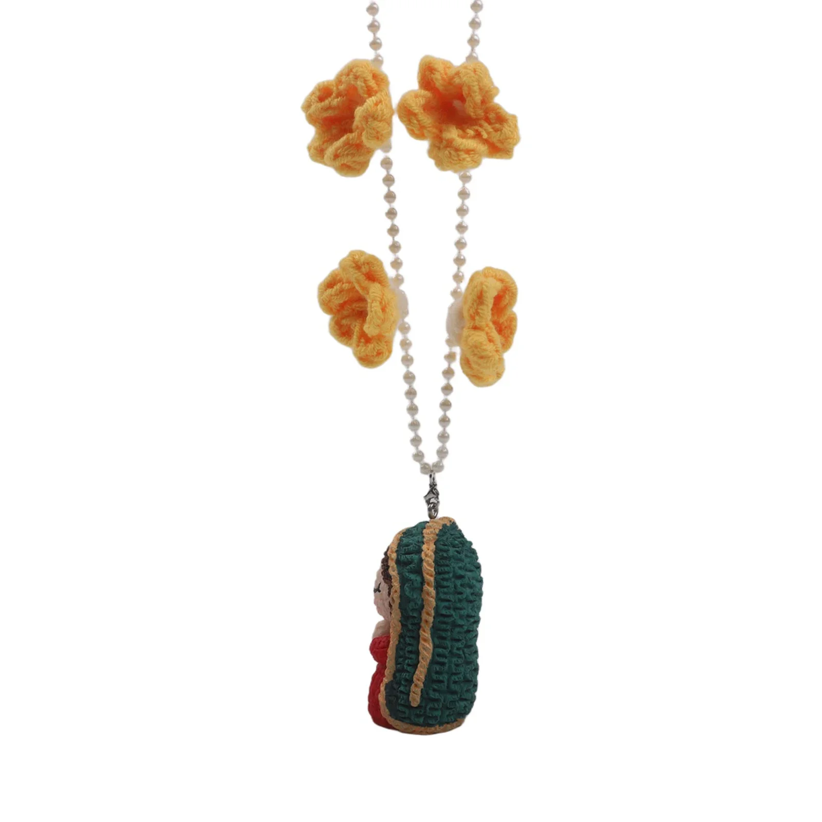 For Rearview Mirror Yarn Bead Statue Mary Car Charm For Christmas Multicolored Resin Figurine Spiritual Blessing