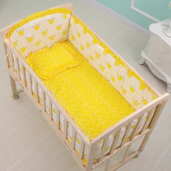 6pcs Baby Girl Boy Unisex Nursery Soft Crib Bumper Detachable Boy Baby Crib Bedding Set Infant Nursery (4Bumpers+Matress+Pillow)