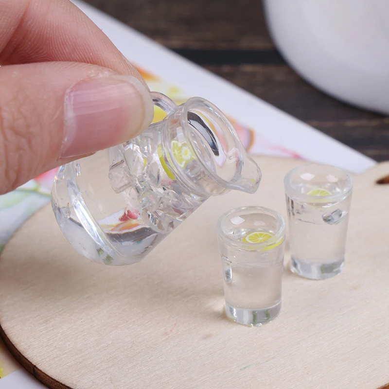 

1:12 Dollhouse Miniature Lemon Juice Jug Cup Set Model Doll Drink Decor Toy Doll House Mini Kitchen Scene Ornament