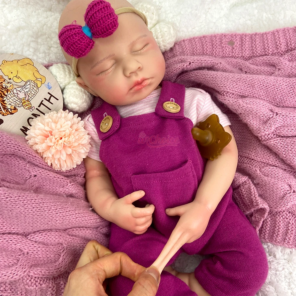 Lifelike 50cm Open Mouth Loulou Full Soft Silicone Reborn Baby Handmade 3D Skin Texture Doll Washable Bebe for Doll Enthusiasts