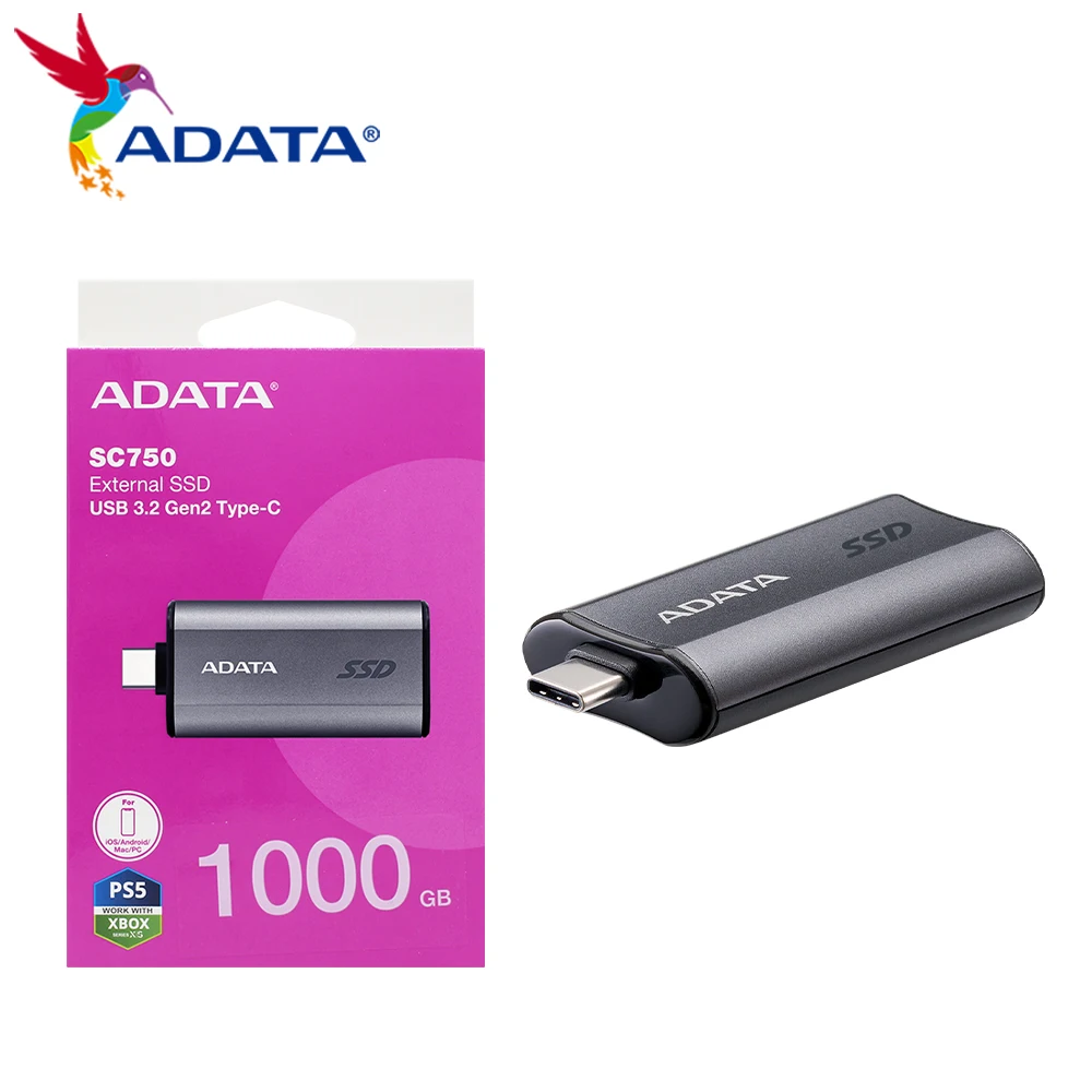 デスクトップおよびラップトップ用のポータブルSSD,sc750,500GB