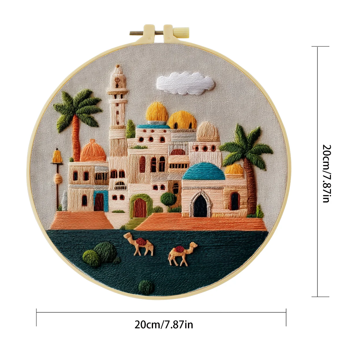 1 Stück 20X20CM/15X15CM 7,87/6,3 Zoll Schloss-Stickerei-Starter-Kit DIY-Kit DIY-Stickerei-Set für Anfänger – Detail 4
