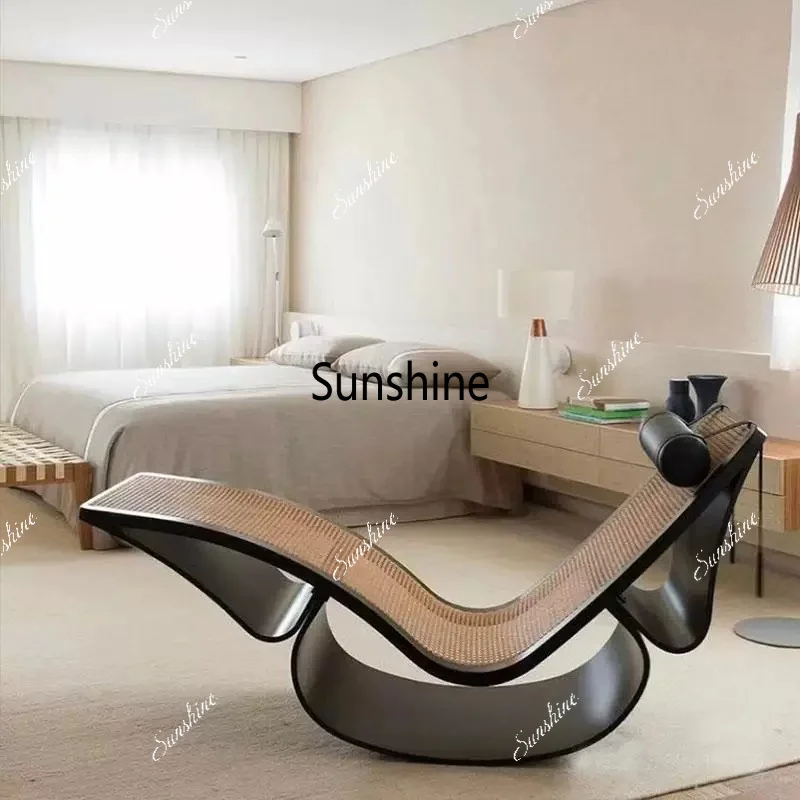 Bed and breakfast rattan rocking chair light luxury solid wood design, leisure small apartment