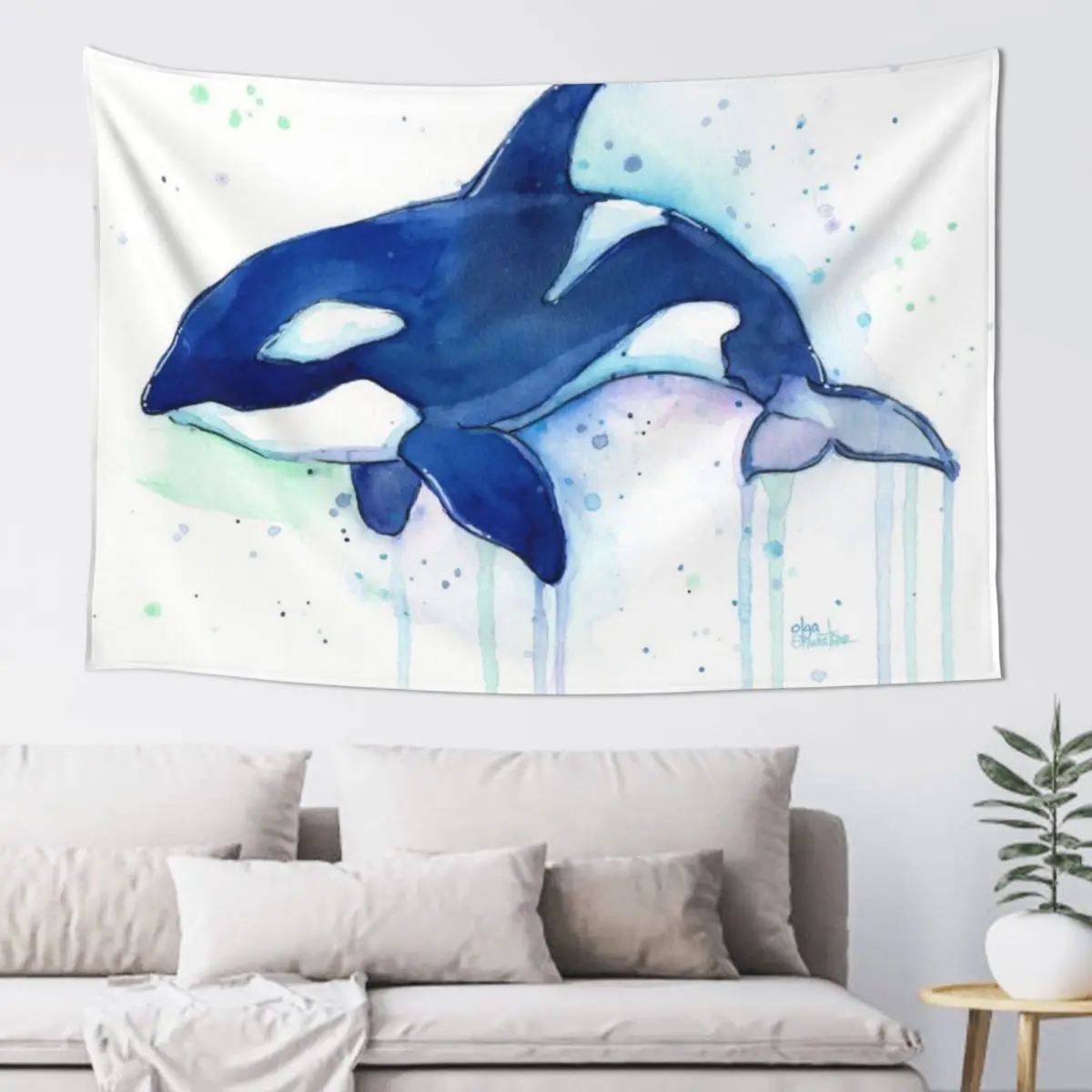 

Killer Whale Orca Watercolor Tapestry Wall Deco Room Decore Aesthetic Tapestry