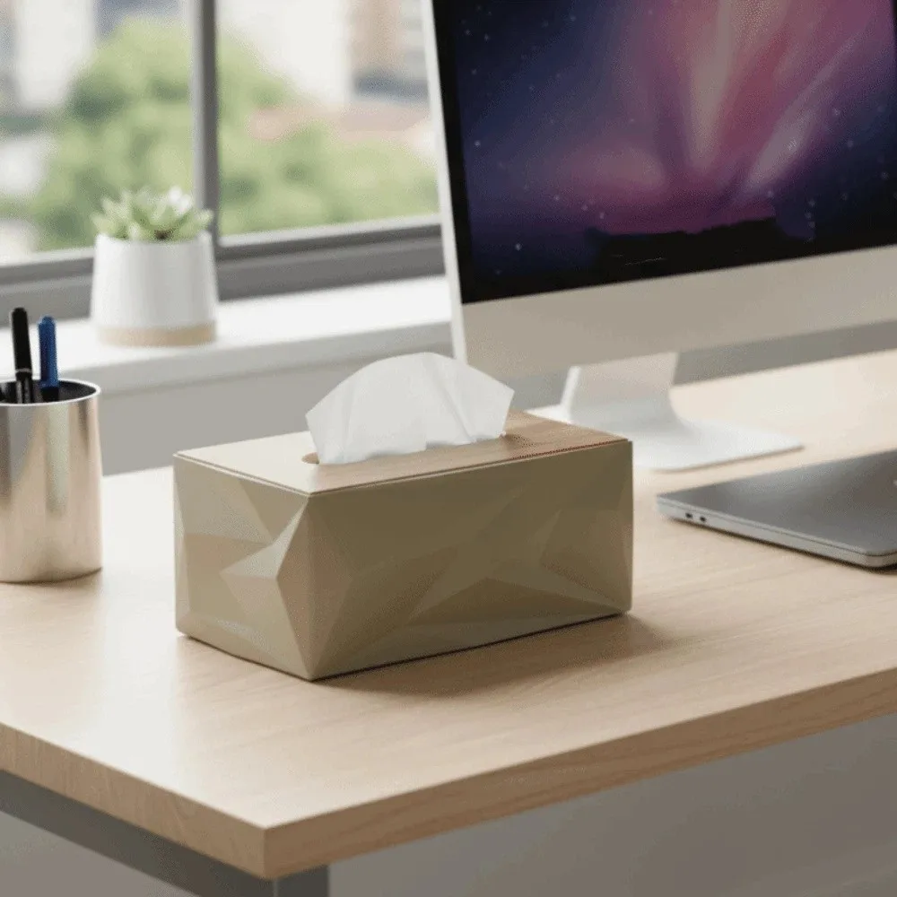 

Double-sided Cover Desktop Tissue Box Portable Plastic Paper Storage Box Simple Style Thickened Tissue Dispenser Office
