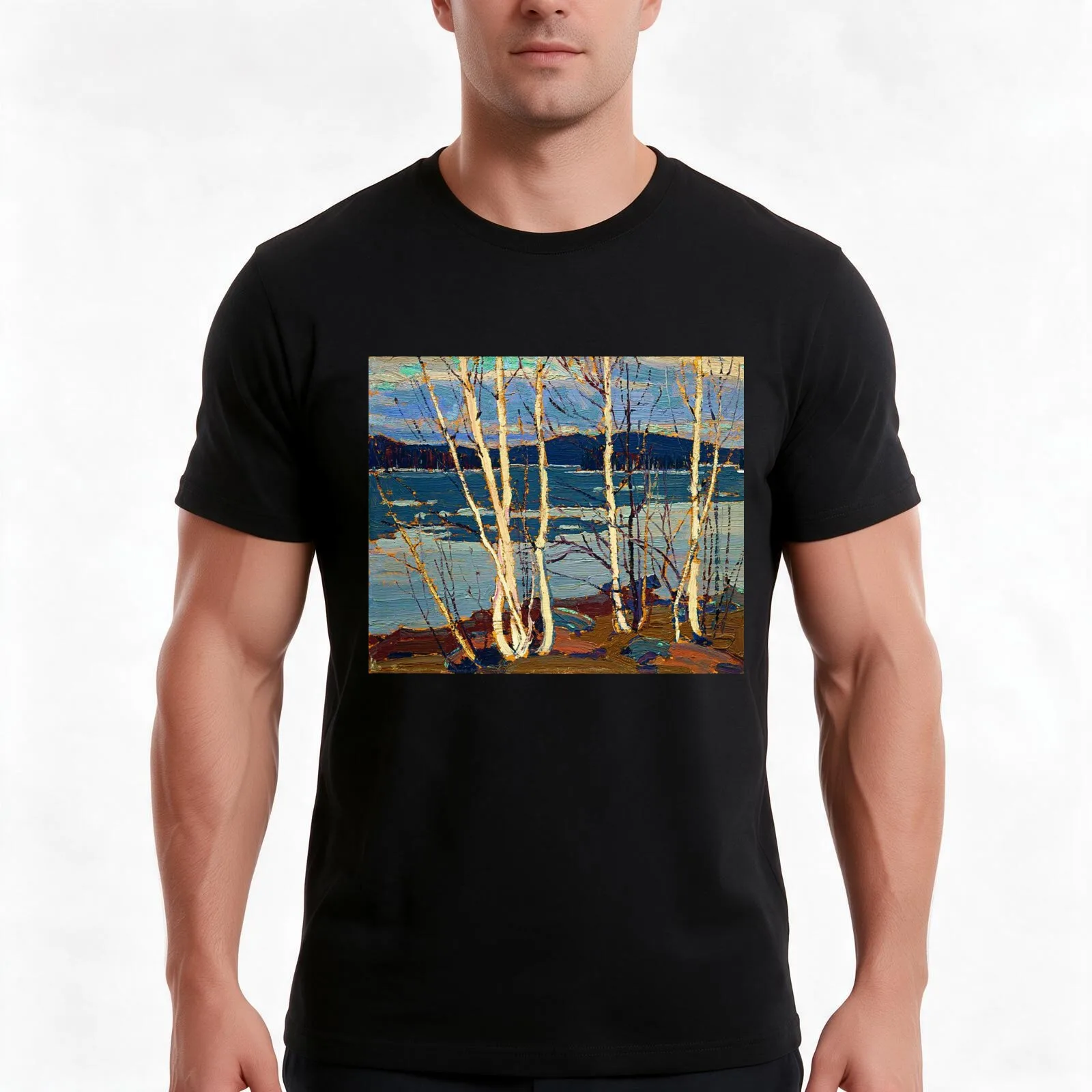 Spring Algonquin Park (1917) by Tom Thomson. T-Shirt Summer Casual Cotton Tee Unisex Men Women