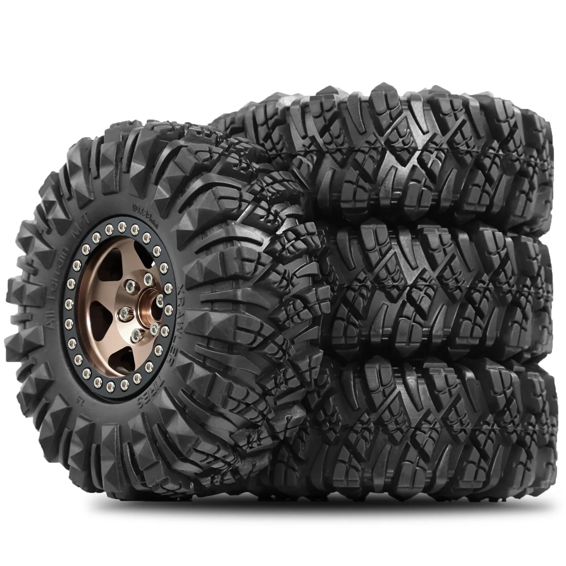 4pcs 1.9 Inch 110mm Rubber Tires+metal Wheel Hub For 1/10 Rc Crawler Car Traxxas Trx4 Trx6 Axial Scx10 90046 Redcat Yikong Rc4wd
