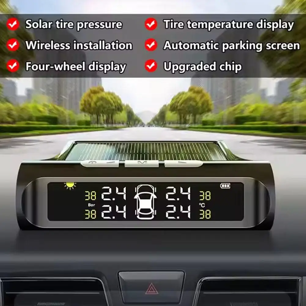 Solar Power Car Tire Pressure Monitoring System (TPMS) With Auto Tyre Display Alarm Temperature Warning Pressure Security G3B1