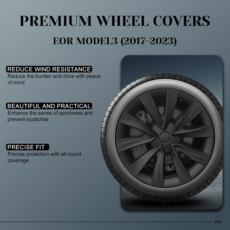 4PCS Untuk Tesla Model 3 2017-2023 Tutup Roda Model Turbin 18 Inci Pengganti Tutup Hub Mobil Aksesoris Mobil Full Rim