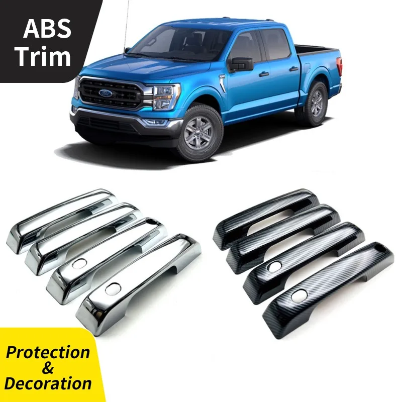 

For Ford 2021 2022 F150 Exterior Door Carbon Fiber Texture Protection Cover ABS Handle Trim Accessory