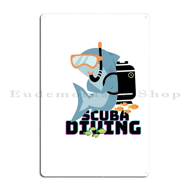 Scuba Diving Shark Metal Plaque Poster Bar Garage Design Plaques Iron Tin Sign Poster
