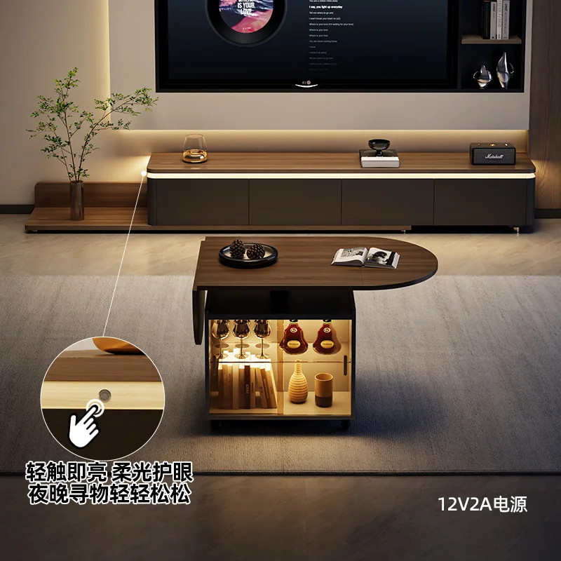 Integrated wall TV cabinet living room home storage locker simple modern floor TV cabinet coffee table combination