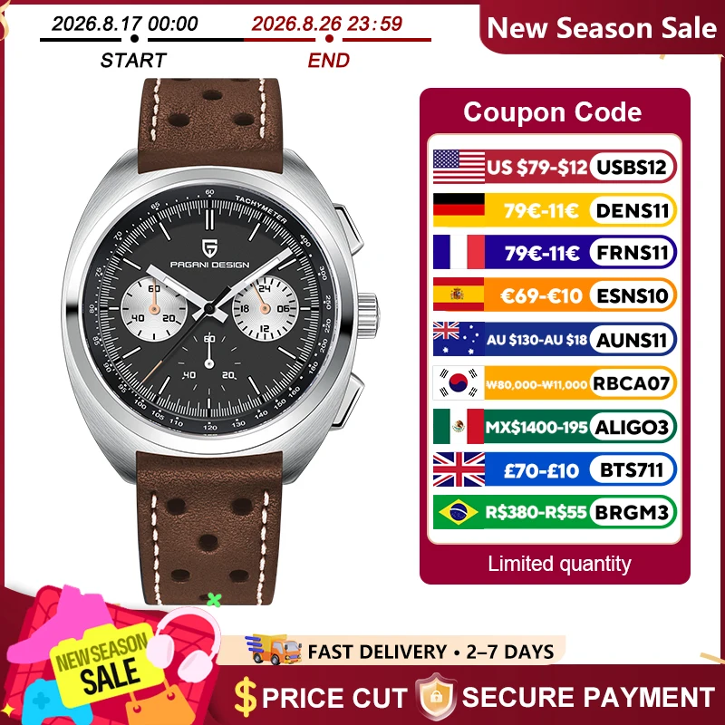 PAGANI DESIGN 2026 Neue Herrenuhren Luxus Quarz Armbanduhr Für Männer Saphir Geschwindigkeit Chronograph Retro Zifferblatt Uhr Reloj Hombre