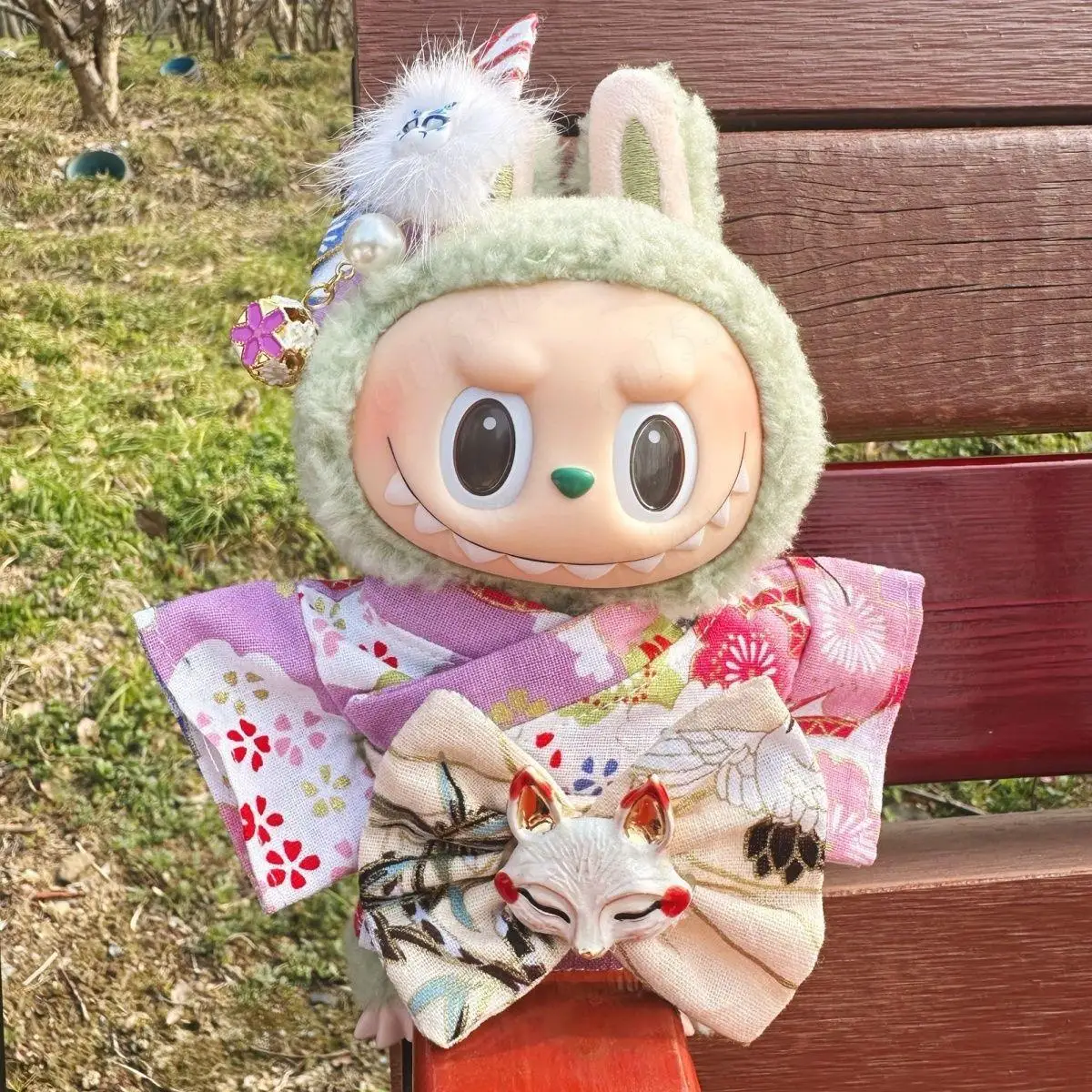 

For Labubu 17cm Plush Doll Clothes Mini Cute Plushies Outfit Cartoon Animal Toy Costume Kawaii Stuffed Clothing Dolls Accessory