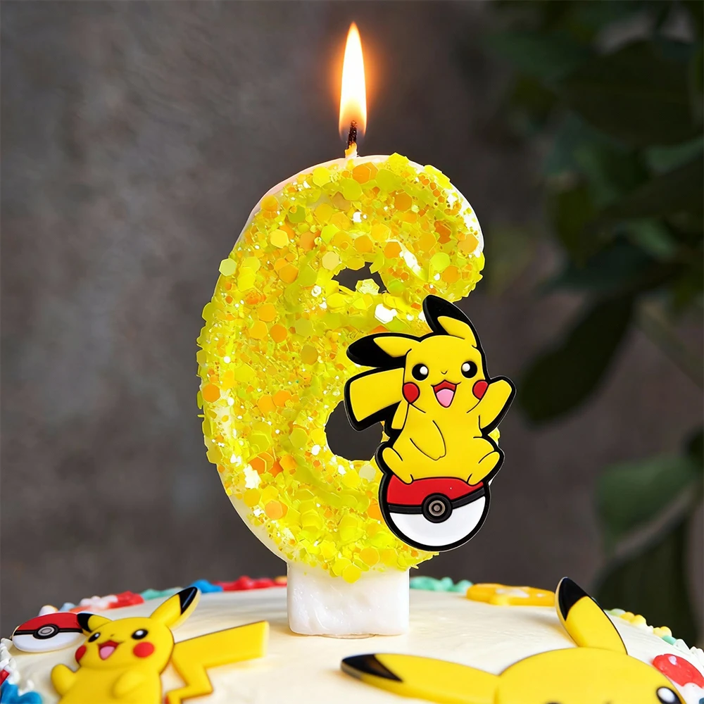 Pokemon Kuchenkerze Anime-Figur Pikachu Party Happy Birthday Kerzen Pokemon Kuchendekoration Ornamente Jungen Mädchen Geschenke