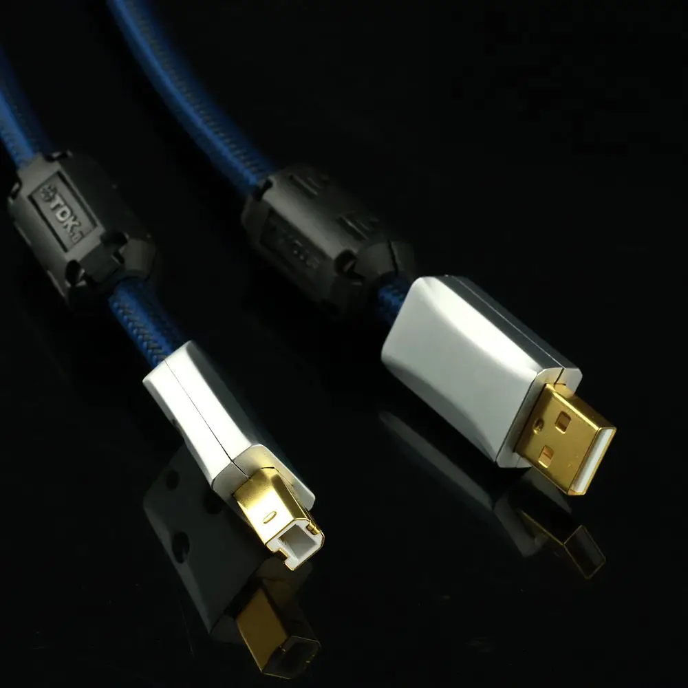 High Quality Single Crystal Copper Silver Plated USB Audio Cable A-B Port HIFI Fever Digital DAC Decoder Data Cable