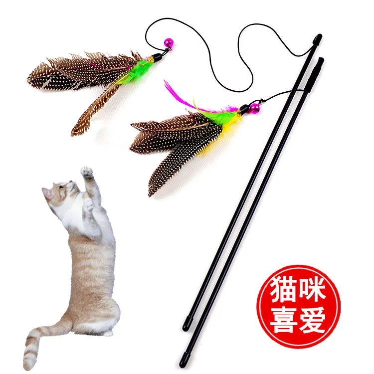 Grappige Kitten Kat Teaser Interactieve Speelgoed Staaf Met Bel En Veer Speelgoed Voor Katten Teaser Interactieve Speelgoed Staaf Huisdier Katten speelgoed Stok