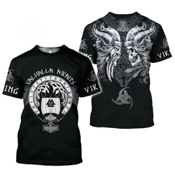 Summer New Men's Viking 3d Printed Clothing Selling Men's Large Street Casual O Collar T-shirt Harajuku Men's Top