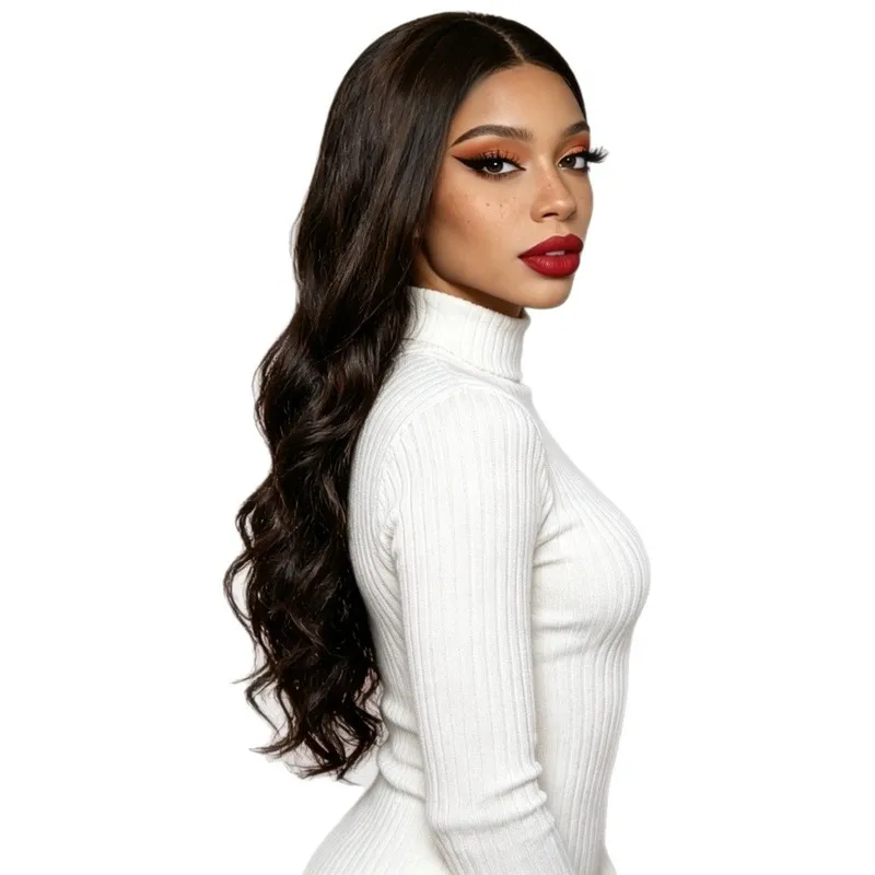 African wig for women, middle-parted long curly hair, European and American fashion synthetic fiber hair, large wavy long hair