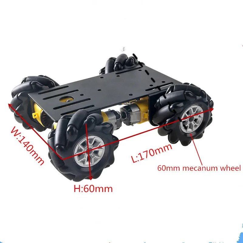 Kit de chassi de carro de metal robô inteligente com roda Mecanum de 60 mm 4 peças de motores TT desmontados para DIY Maker Learnin