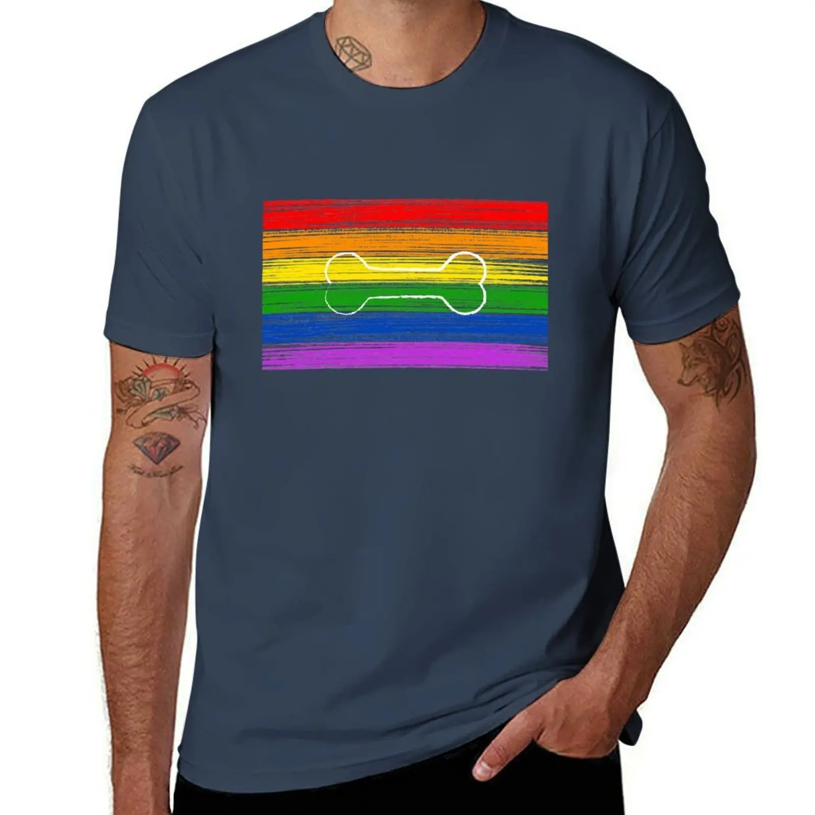 Puppy Rainbow Pride T-Shirt Plus Size Non-Shrink T-Shirt