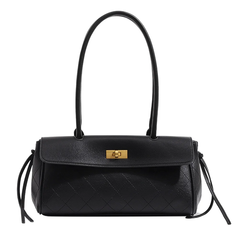 Retro diamond grid French stick bag 2026 new Korean version stylish armpit bag simple and versatile ins shoulder bag