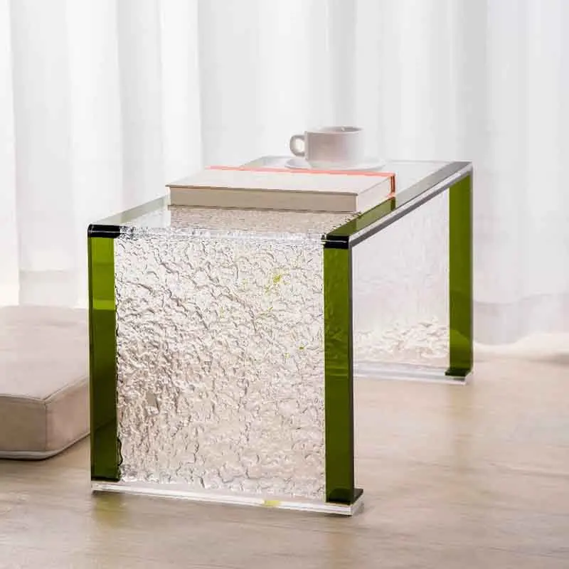 Stone Patterned Acrylic Coffee Table, Transparent Tea Table, Living Room Side Table, Storage Desk, Nordic Furniture, Customized