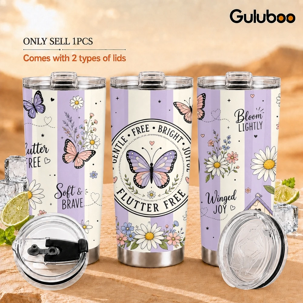 Bee Affirmations Vacuum Flasks 20oz Long Lasting Hot Cold Drinks Container Leakproof Stainless Steel Cup&Straw&Travel Gift