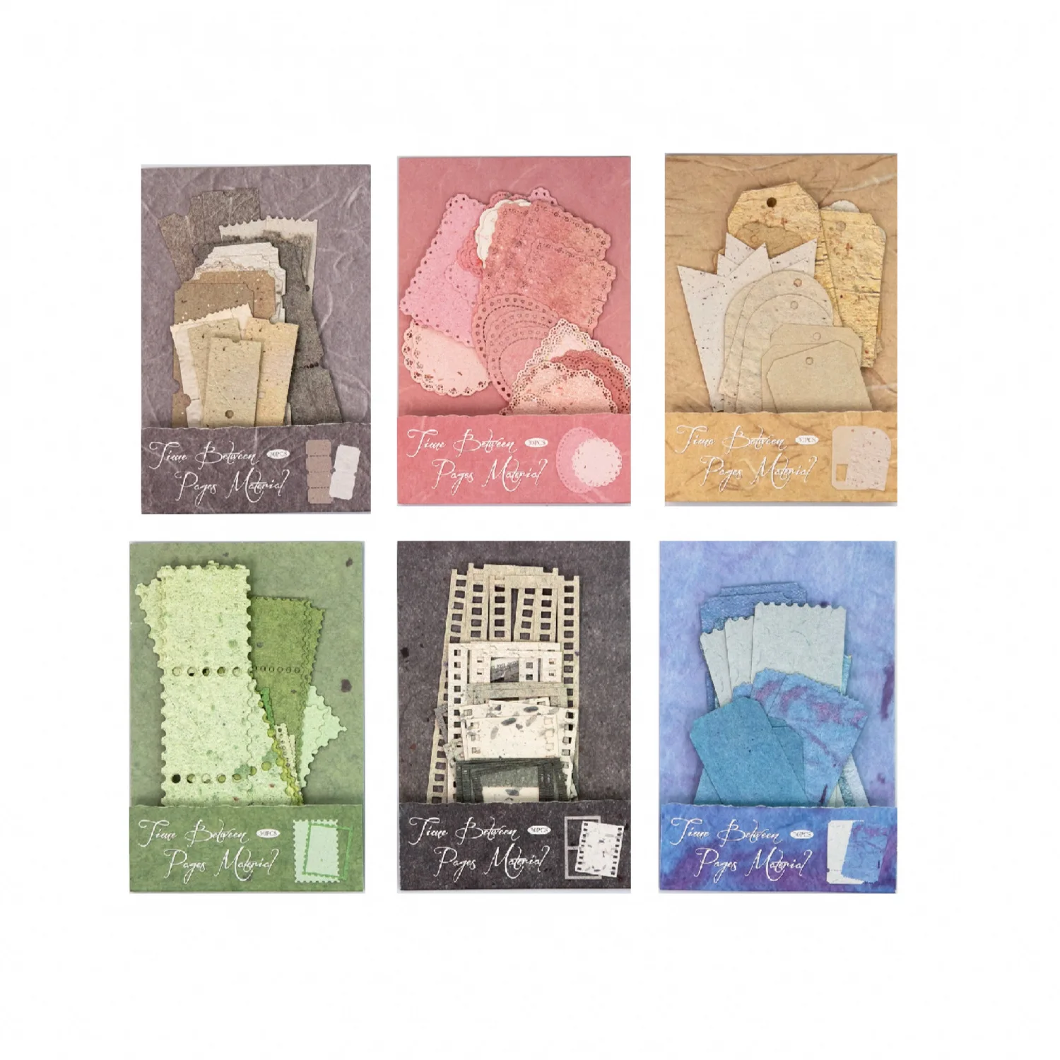 6packs/lot Memo Pads Material Paper Time Between Pages Diary DIY Scrapbooking Junk Journal Retro Background Decoration Paper