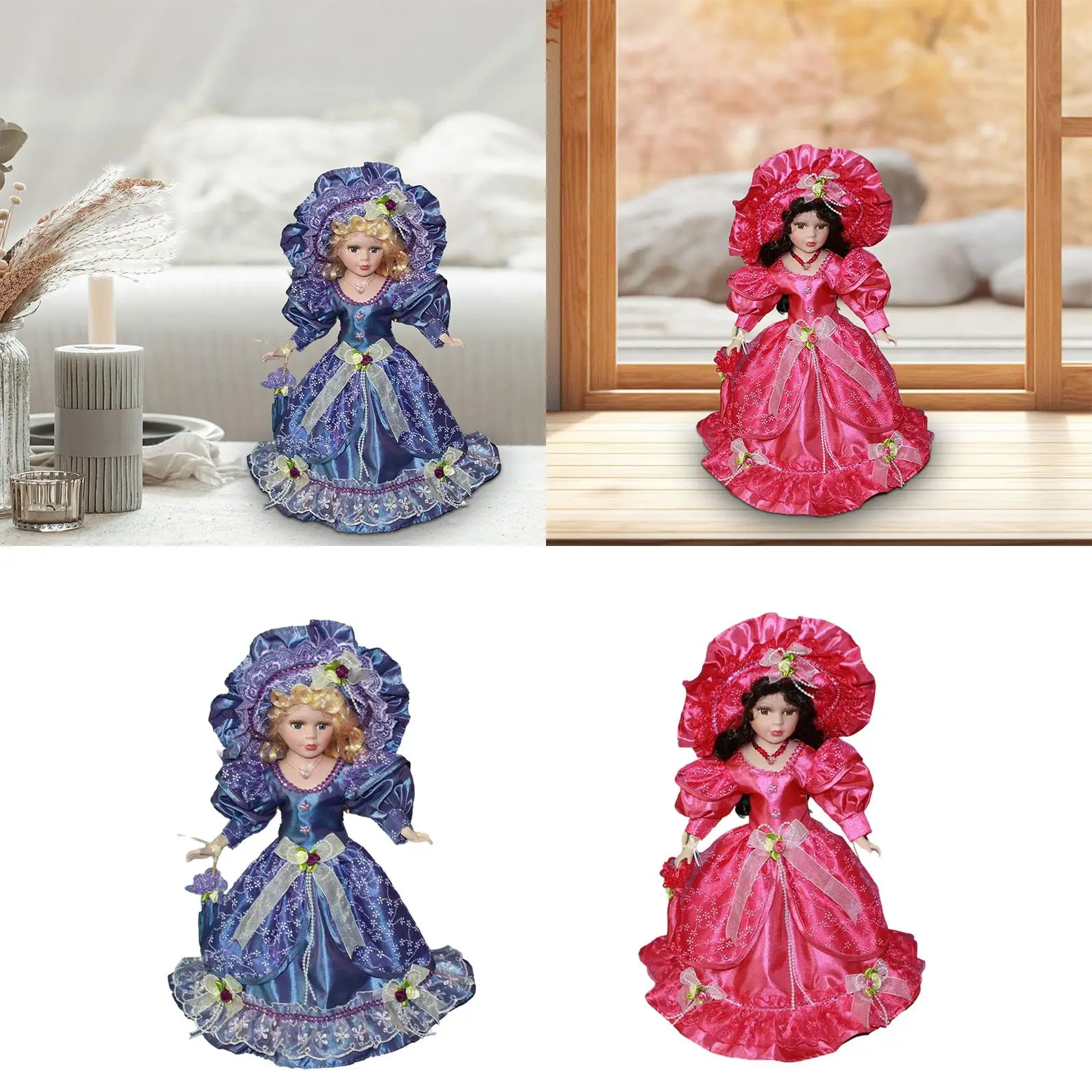 Dollhouse de porcelana em miniatura para meninas, decoração da casa de bonecas, enfeite para casa, presente de aniversário 40cm