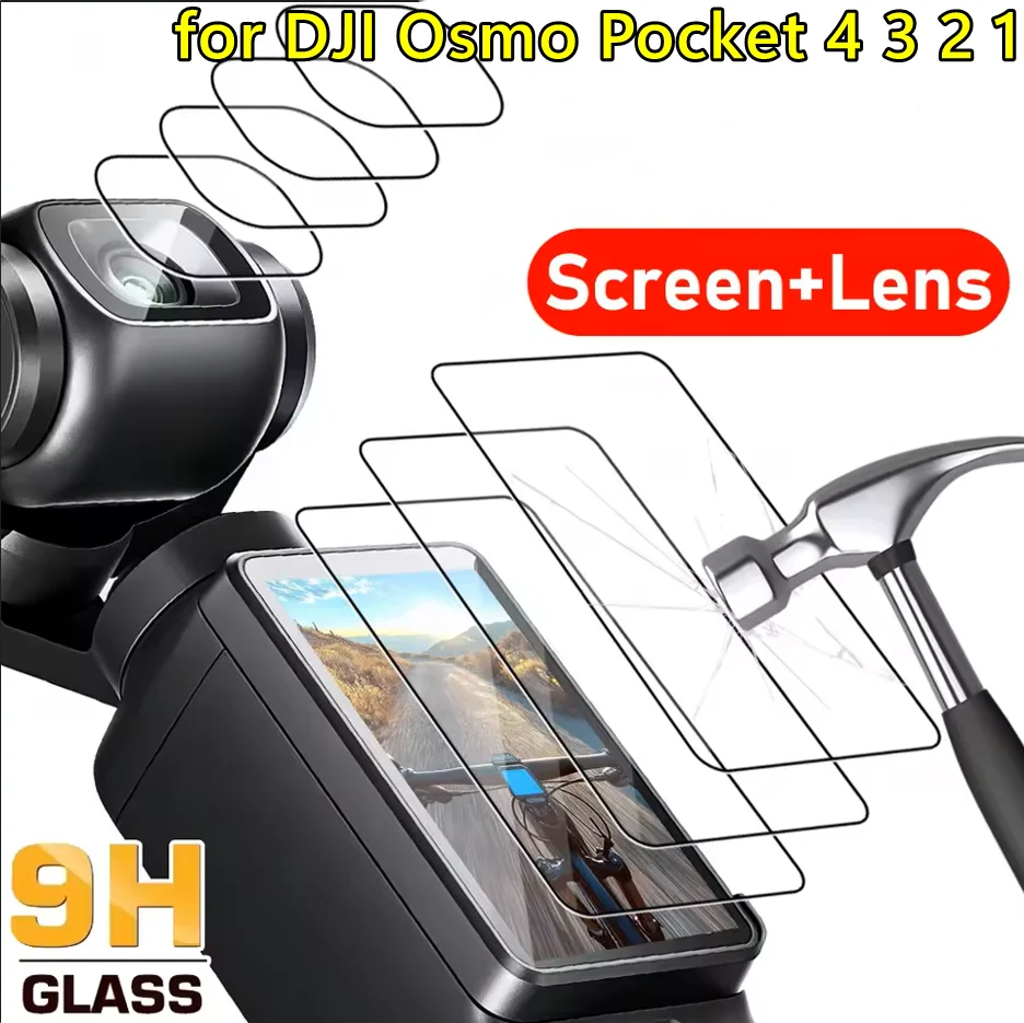For DJI Osmo Pocket 3/4/2/1 Screen Lens  Protector Accessories with Tempered Glass LCD Display Film Ultra HD 9H Hardness