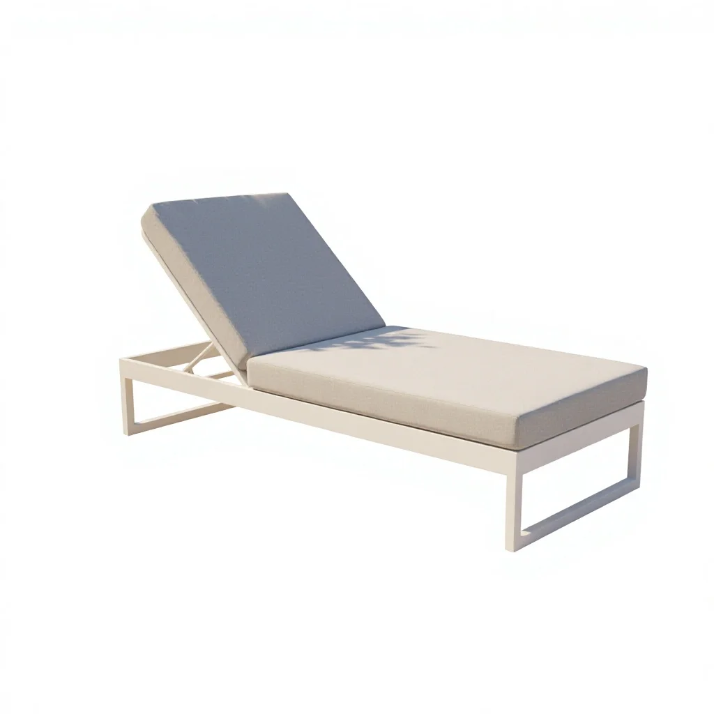 Water Park Hotel Outdoor White Aluminum Sun Lounger Poolside Chaise Lounge Chair With Cushion Adjustable Teslin Fabric Patio