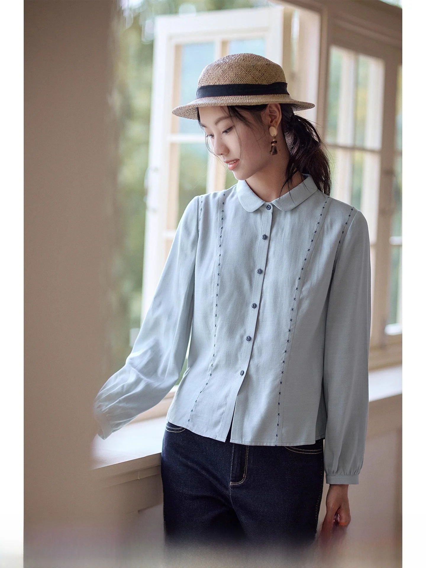 

Женская свободная блузка с длинным рукавом, красно-синяя, осенняя коллекция 2025, новая повседневная дышащая модная женская кофта