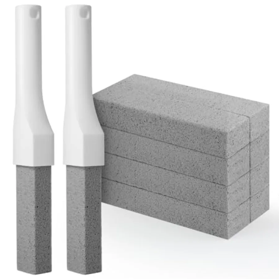 8 Pack Pumice Stone Toilet Bowl Cleaner with Long Handle - Replaceable Toilet Pumice Stone, Equipped with 2 Handles and 8 Float