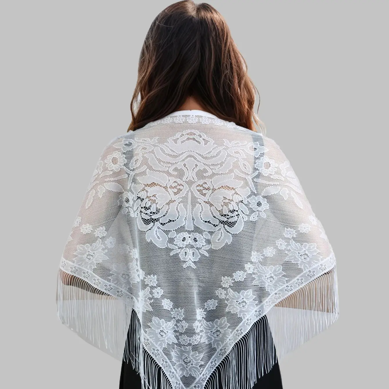 New Embroidered Lace Triangle Scarf Shawl Prayer Veil Church Hijab Towel Women Veil Solid Floral Triangle Scarf Headband Hijabs