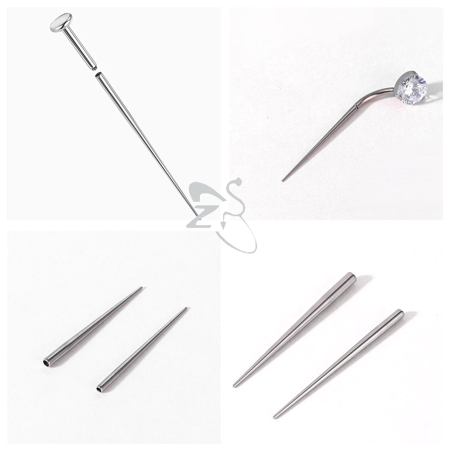 ZS 1PC 14/16/18G G23 perni di inserimento in titanio cono curvo Push in Body Stretch perforato per naso/orecchie/ombelico/labbra/sopracciglio