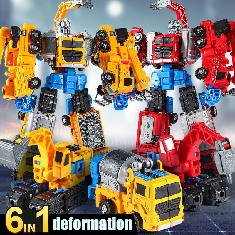 

6IN1 Firefighting Mech Warrior Car Deformation Robot Plastic Model Toys Children's Toys for Boys Xmas GiftsBirthday Guests Gifts