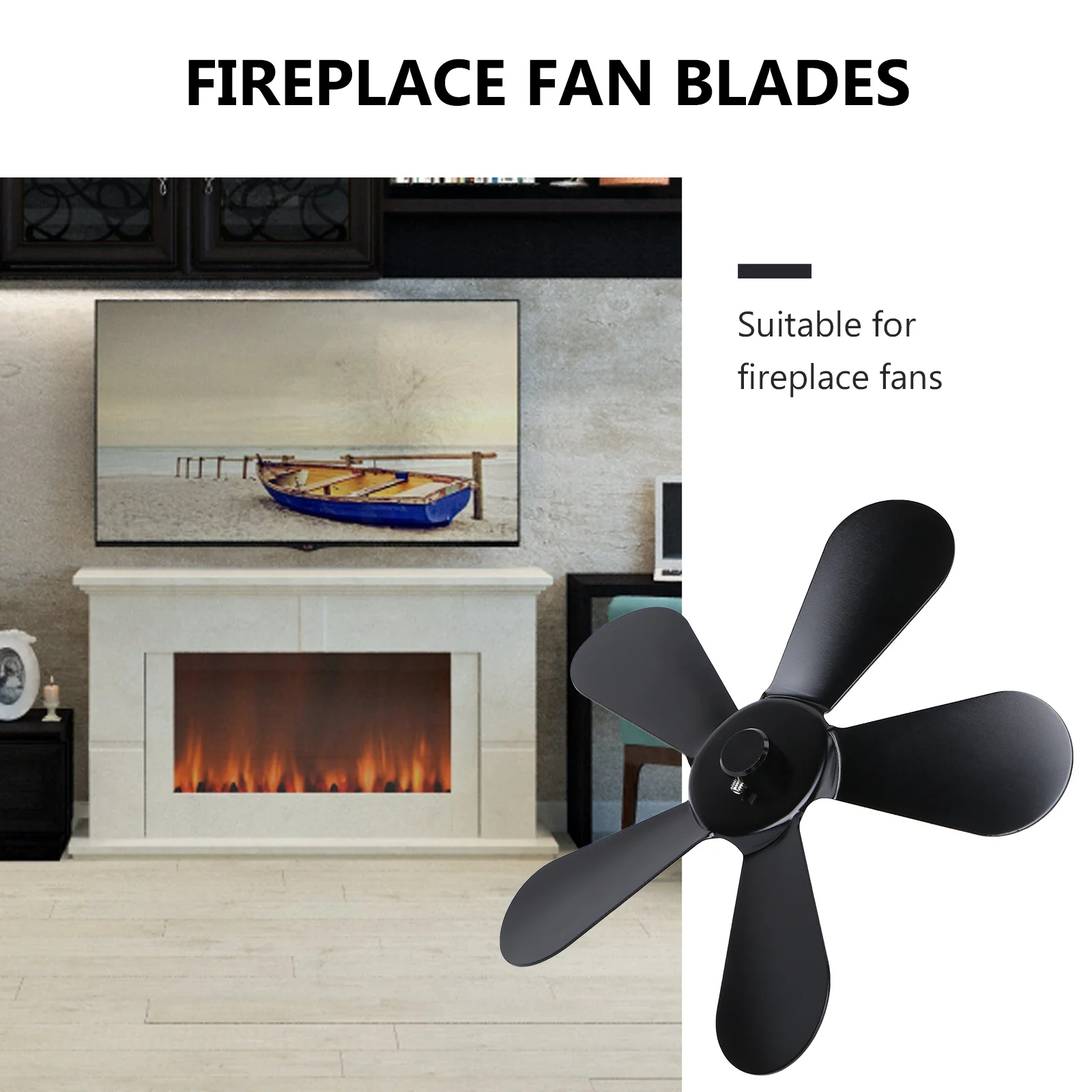 

1pc Heat Powered For Fireplace Black Aluminum Blade Silent Stove Fan Accessory Warm Air Circulator Small Metal Fan Furnace Tool